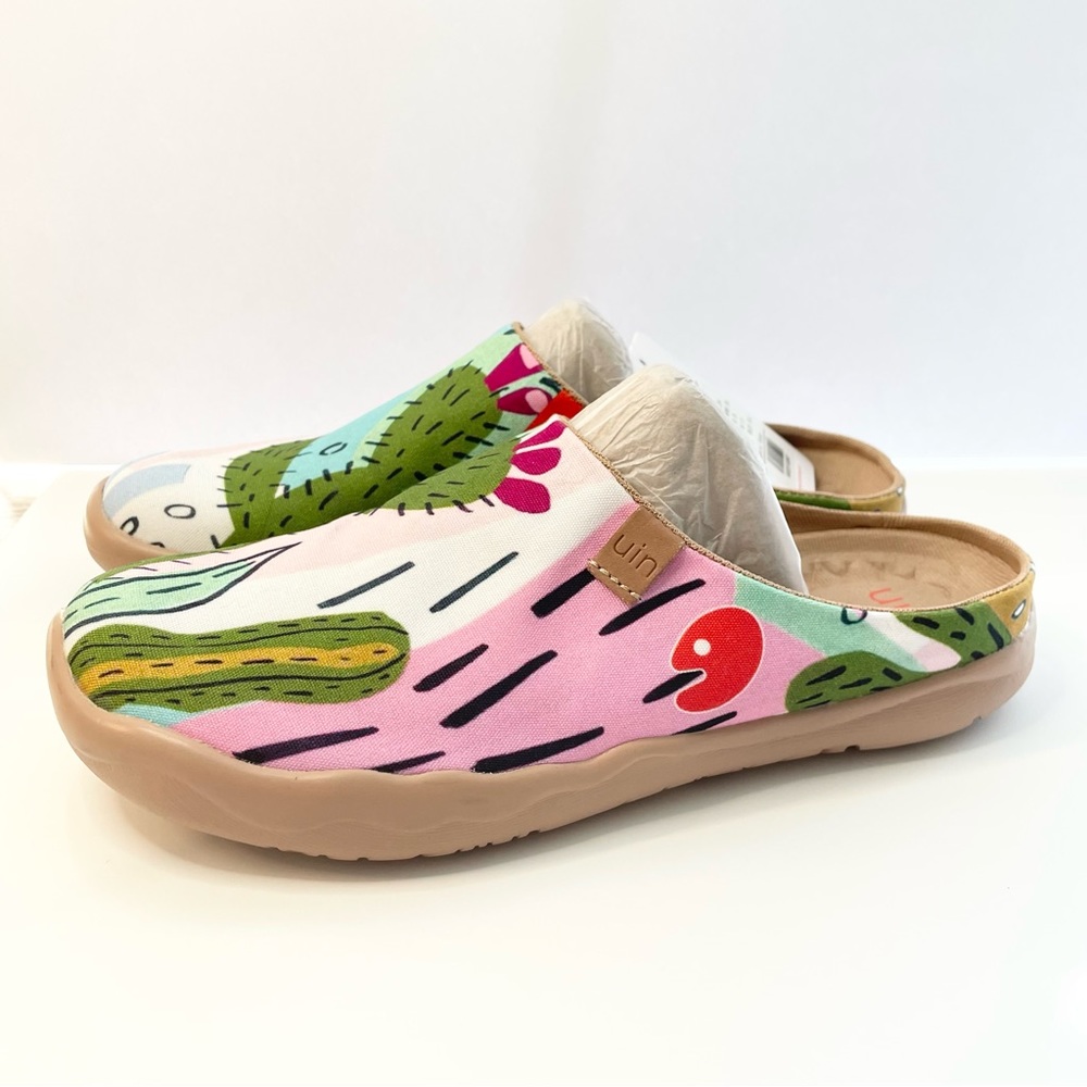 Size 8 NWT UIN Slipper Shoes Mule Canvas Cactus - Picture 5 of 8